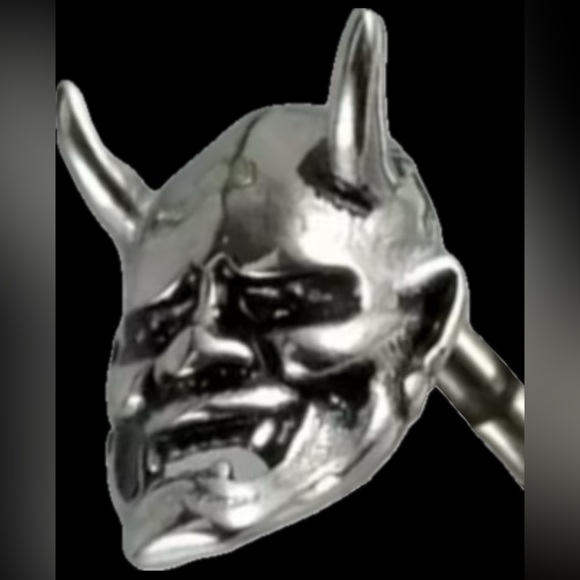 “Oni Mask” Hannya Japanese Horned Demon Gargoyle Ghost Horror Oddity Spooky Stud - Picture 6 of 10